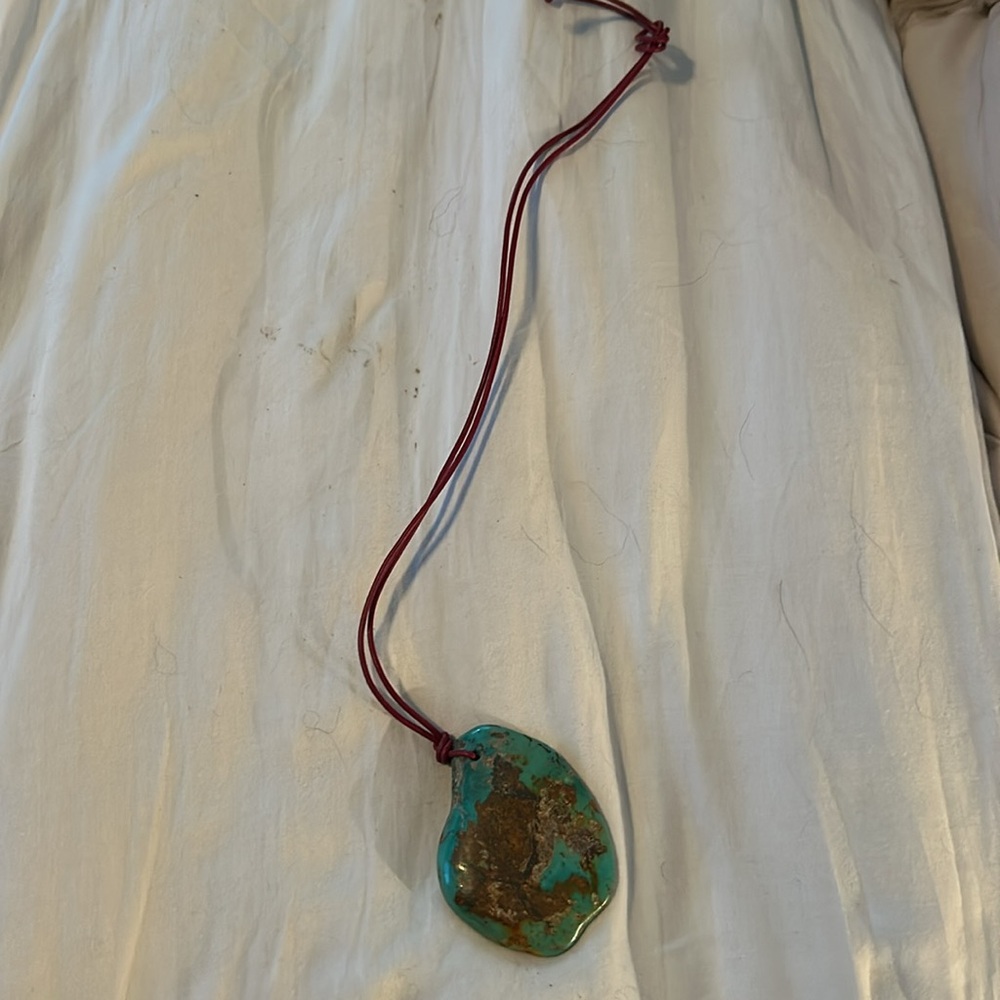 Leather necklace with large turquoise